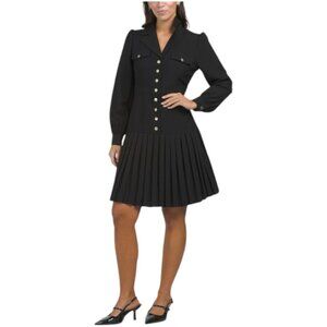 NANETTE LEPORE Pleated Skirt Button Front Mini Dress